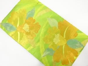 未使用品　蘭に草葉模様織り出し　袋帯